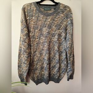 VINTAGE Tundra Canada 3D Knit Sweater XL Earth Tones Textured Coogi Style